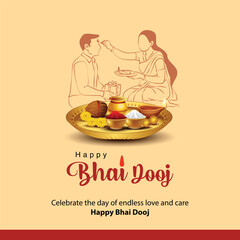 beautiful Bhai Dooj Hindu festival greeting card India. editable abstract vector illustration design