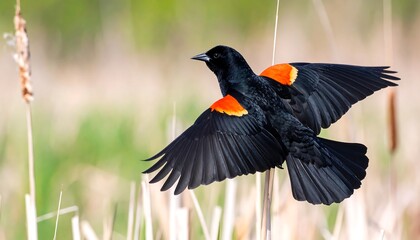 Bird in flight amidst reeds