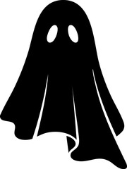 Spooky black ghost silhouette perfect for Halloween designs, parties, and scary celebrations creating a mysterious and playful atmosphere for all ages.