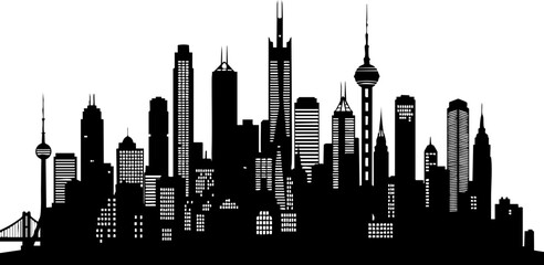 Dynamic modern cityscape silhouette capturing urban energy and architectural ambition for impactful business and design projects.