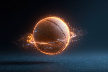 Sci-Fi Basketball with Spinning Neon Energy Rings