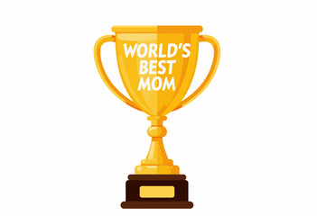 Golden Trophy Celebrating World's Best Mom with Elegant Handles on a Classic Pedestal