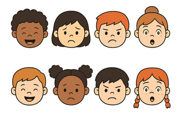 Diverse Children’s Faces Showing Emotions