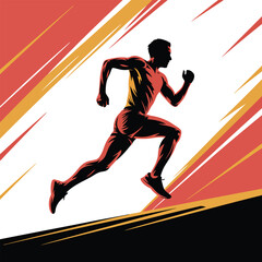 Obraz premium Running man silhouette with stylized abstract background art