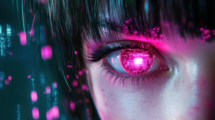 Glowing circuitry eye futuristic digital art
