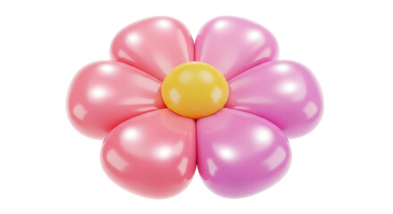 Fototapeta premium Pink and Yellow Balloon Flower isolated on a transparent background celebration