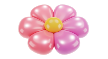 Pink and Yellow Balloon Flower isolated on a transparent background celebration