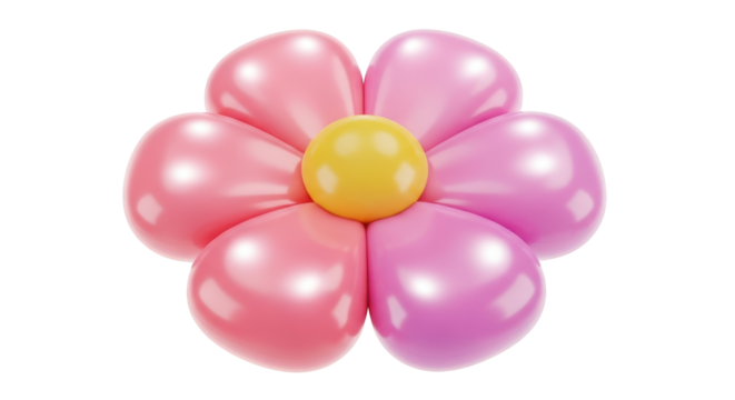 Pink and Yellow Balloon Flower isolated on a transparent background celebration