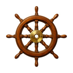 Isolated ship steering wheel.