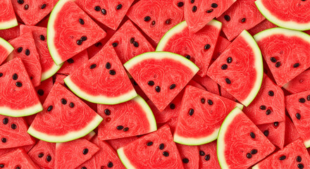 Fresh juicy watermelon slices create a vibrant summer background, perfect for refreshing food concepts and designs
