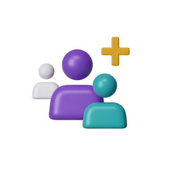 Obraz premium 3D Icon Showing a Group of People and a Yellow Plus Sign users individuals