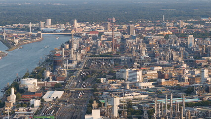 Ludwigshafen, chemical park, along the rhine river in Germany.