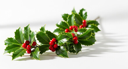 Holly berries branches christmas decoration festive season winter holiday evergreen plant botanical photography