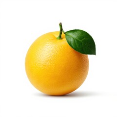 Ripe orange fruit with green leaf and stem citrus healthy
