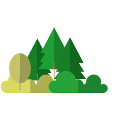 Minimalist Flat Forest Nature Landscape Scene with Trees and Bushes