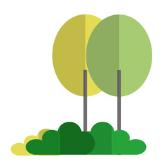 Flat Design Minimalist Tree with Grass Illustration Element Graphic