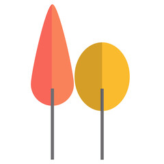 Flat Style Simple Autumn Trees Minimalist Landscape Illustration Graphic