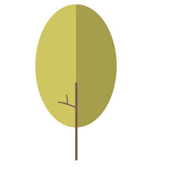 Flat Design Simple Green Tree Illustration with Trunk and Branches