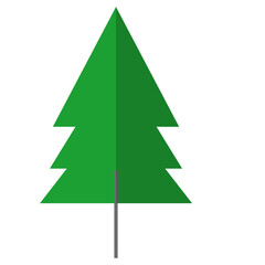Flat Style Detailed Evergreen Tree Simple Icon with Natural Green Color
