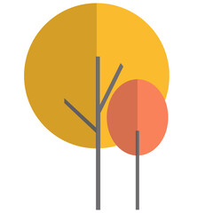 Minimalist Flat Style Autumn Tree Illustration with Circle Canopy Design