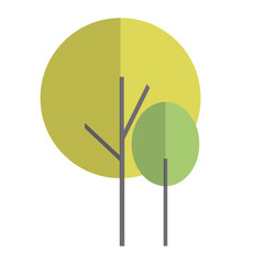 Flat Style Simple Two Tree Illustration Icon Design for Nature