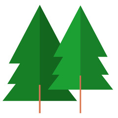 Flat Geometric Green Spruce Fir Trees Forest Environment Illustration