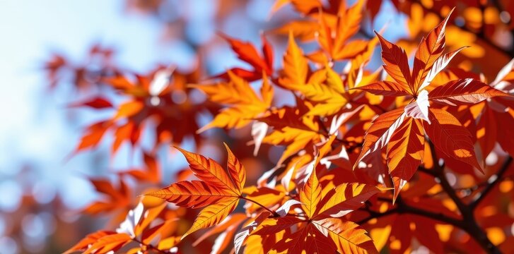 Vibrant autumn leaves overlay, perfect for fall-themed designs. Rich orange and red foliage creates a seasonal header, header, oak, october