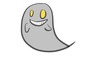 シンプルなお化けのイラスト・ニヤリと笑み
