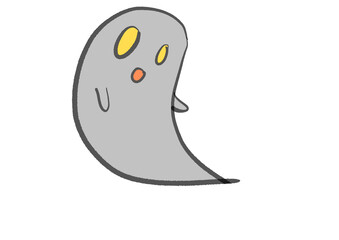 シンプルなおばけのイラスト・お！の表情