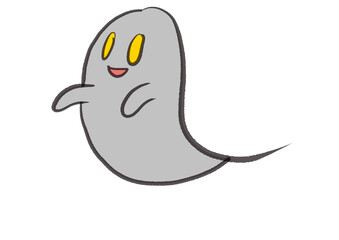 シンプルなオバケのイラスト・飛んでいる