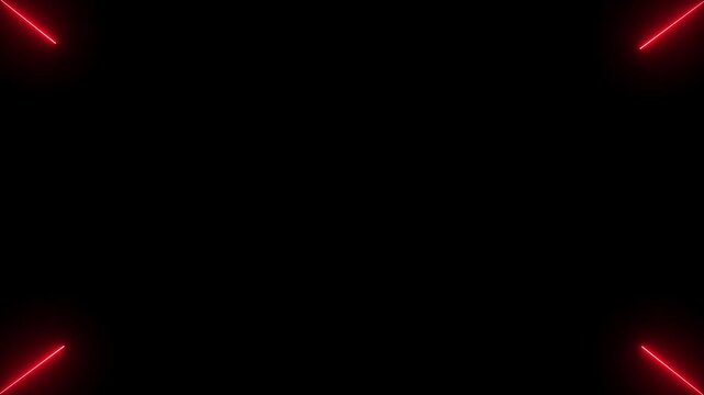 Geomatic line Neon bright red X Shape magenta red color animation. Seamless loop black background 4k video.