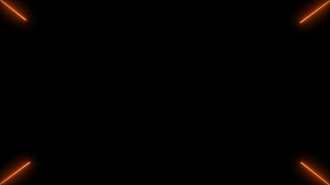 Geomatic line Neon bright orange X Shape magenta red color animation. Seamless loop black background 4k video.