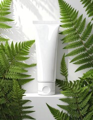 White tube, fern leaves,  modern design