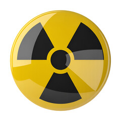 Fototapeta premium Yellow And Black Radioactive Symbol On A Shiny Circular Surface hazard warning