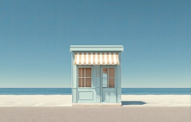 Pastel-toned beachside kiosk