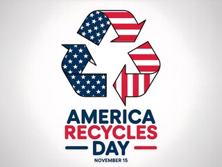 Recycling symbol embellished with american flag colors for america recycles day celebration