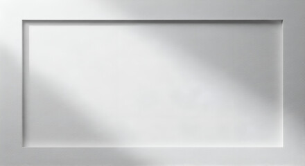 Elegant white frame with subtle light and shadow, perfect for showcasing minimalist design, art, or photography