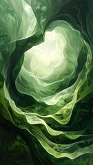 Intricate green cave tunnel