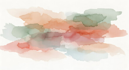 Abstract watercolor washes in warm earth tones with calming greens and soft pinks for modern design