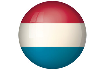 Flag of Luxembourg. Luxembourgish national symbol in official colors. Template icon. Abstract vector background. Round glass light ball, 3D big bubble, sphere.