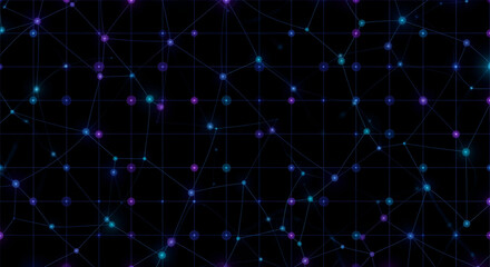 Dynamic network connections with glowing dots and lines, perfect for representing data, technology, and innovation