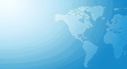Global map in cool blue tones for travel, business, or technology themes, creating a sense of connection and innovation