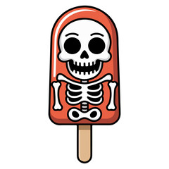 An illustrated popsicle with a skull design, perfect for Halloween treats 