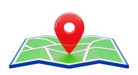 Red map pin on green and white map isolated on a transparent background location marker navigation