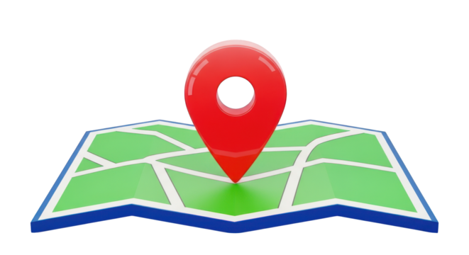 Red map pin on green and white map isolated on a transparent background location marker navigation