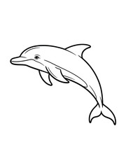 Simple outline drawing of a happy dolphin leaping from the water