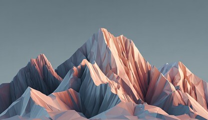 Digital rendering of a mountain range at sunrise