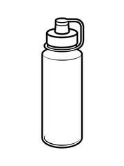 Simple line drawing of a clear plastic water bottle with a cap