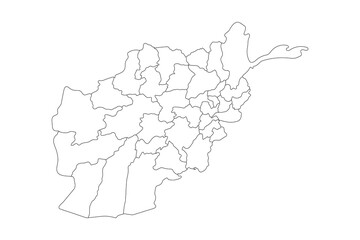 outline afghanistan map with province states vector design on white background