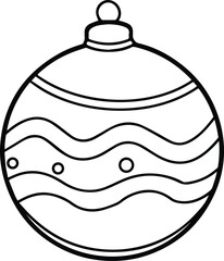 Christmas ball outline vector and illustration line art